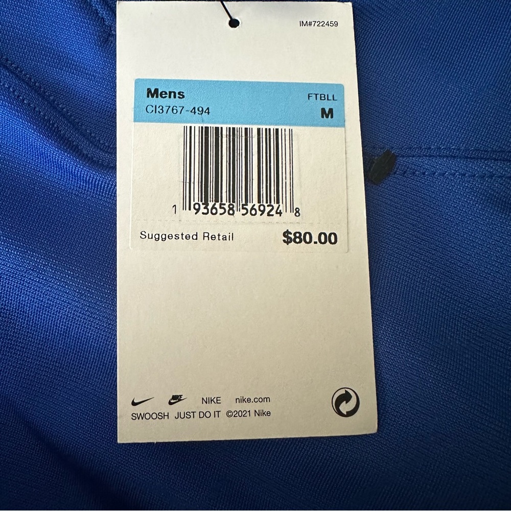 Men’s Nike Football Practice Blank Performance Jersey Blue CI3767-494 Size M - Picture 5 of 5